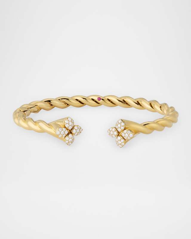18K Yellow Gold Love in Verona Diamond Twist Bangle Bracelet